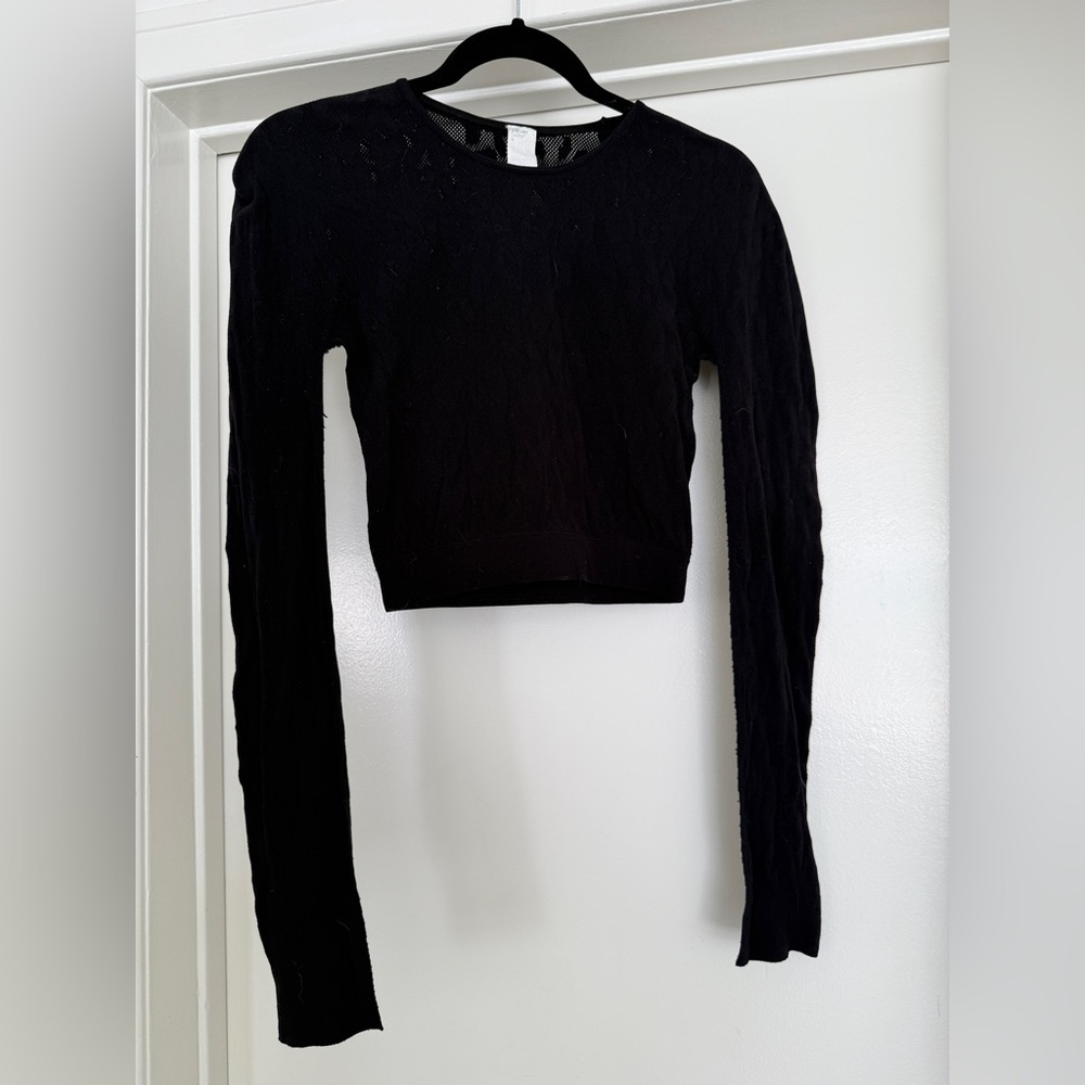 Fabletics Valeria Sculptknit L/S Top Leopard Long Sleeve Black cropped Size M